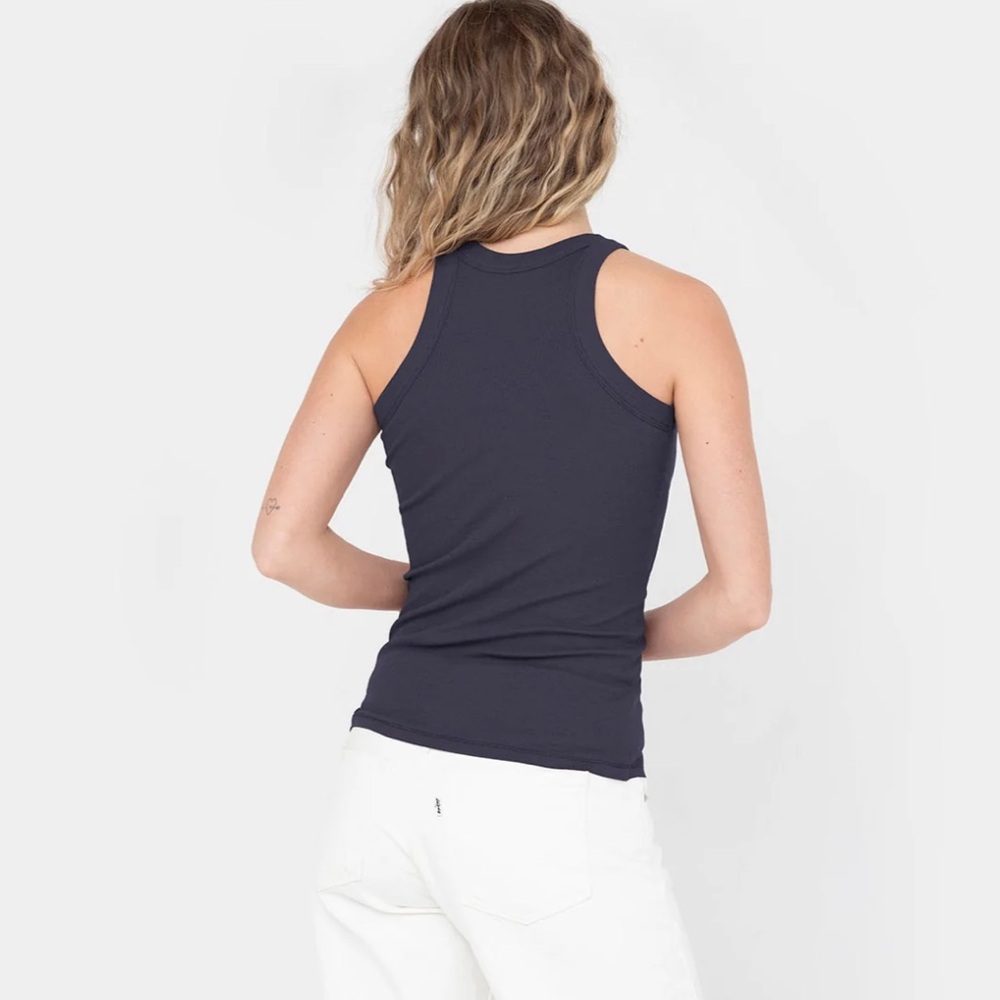 East Standard Rib Fitted Racer Tank Midnight Blue - Picture 2 of 7